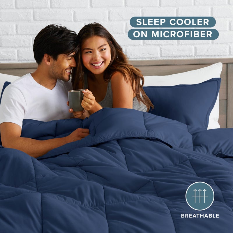 Bare Home Comforter Set - Queen Size - Ultra-Soft - Goose Down Alternative - Premium 1800 Series - All Season Warmth (Queen, Dark Blue) - Image 3